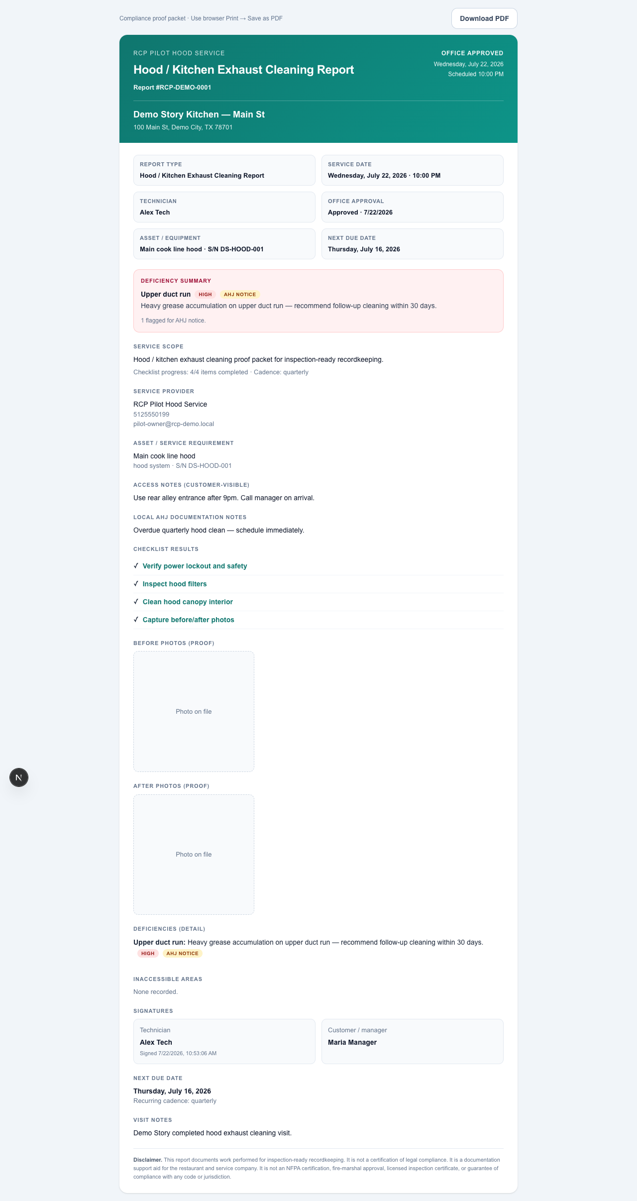 Restaurant Compliance Proof product preview